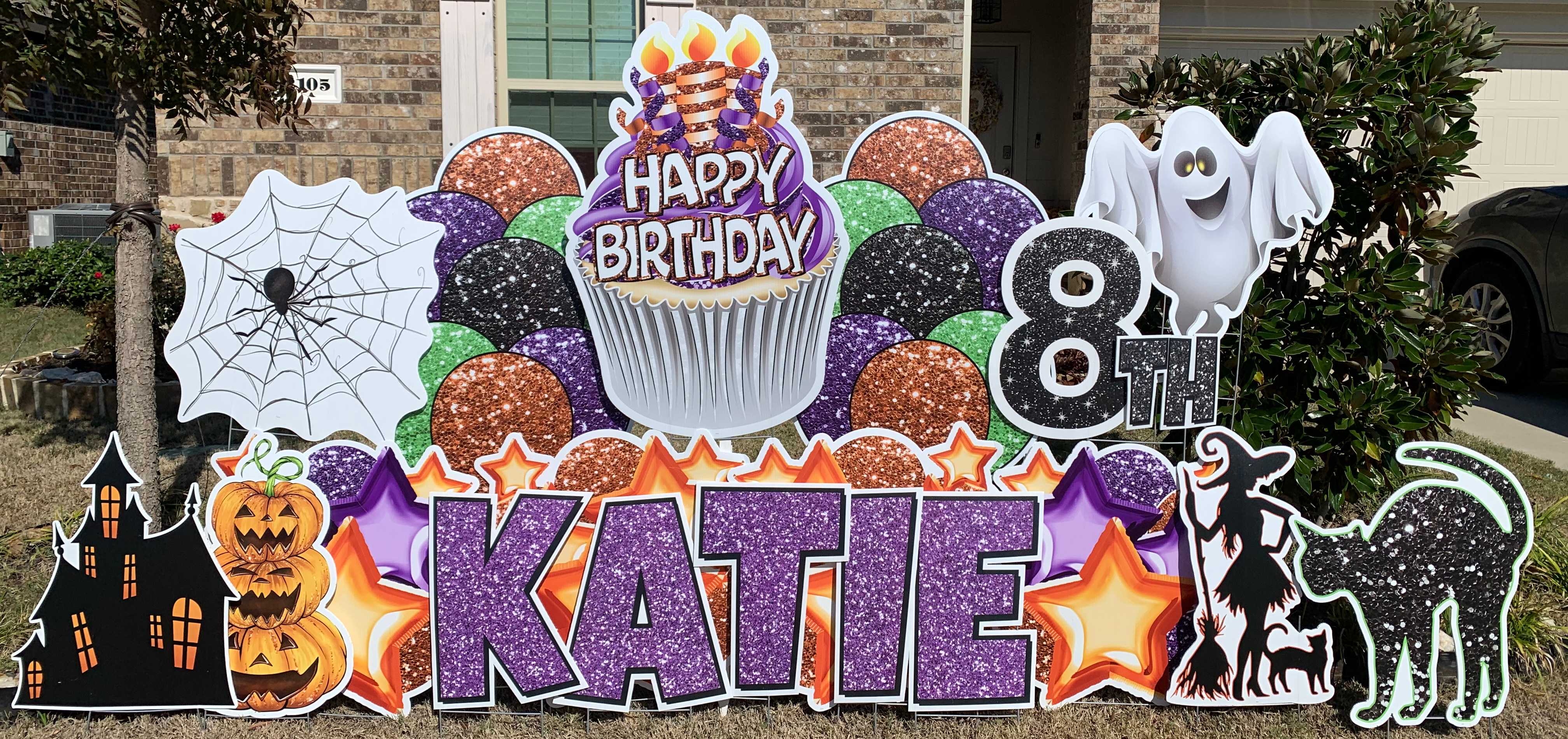 Yard card sign happy birthday katie 8 