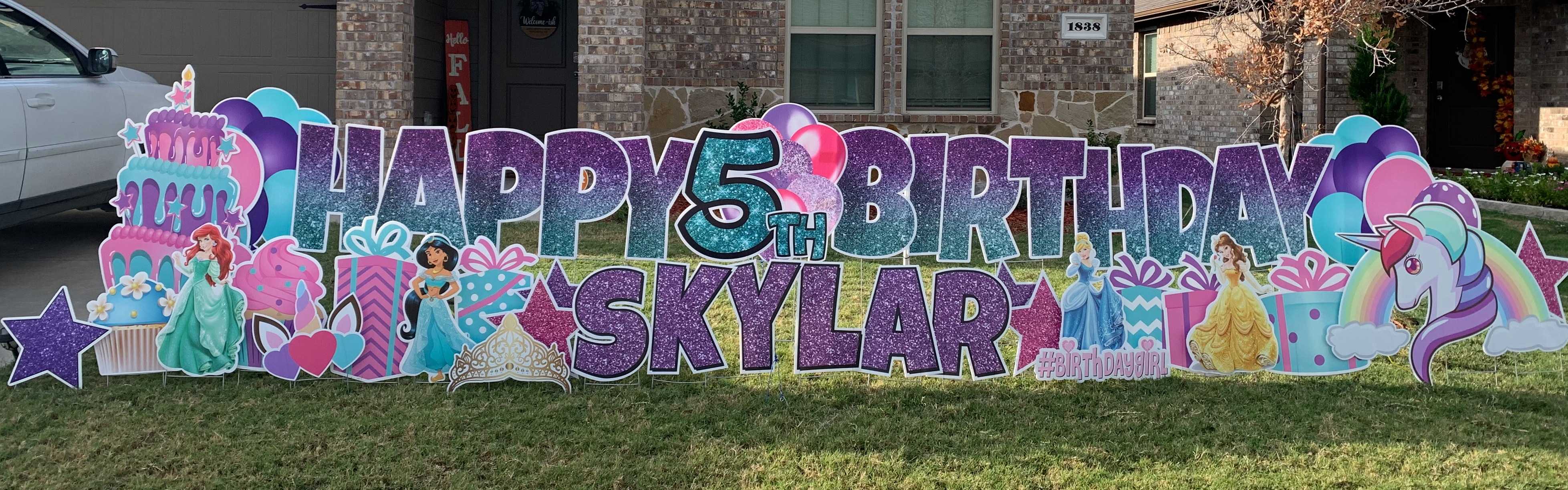 Yard card sign happy birthday princess 