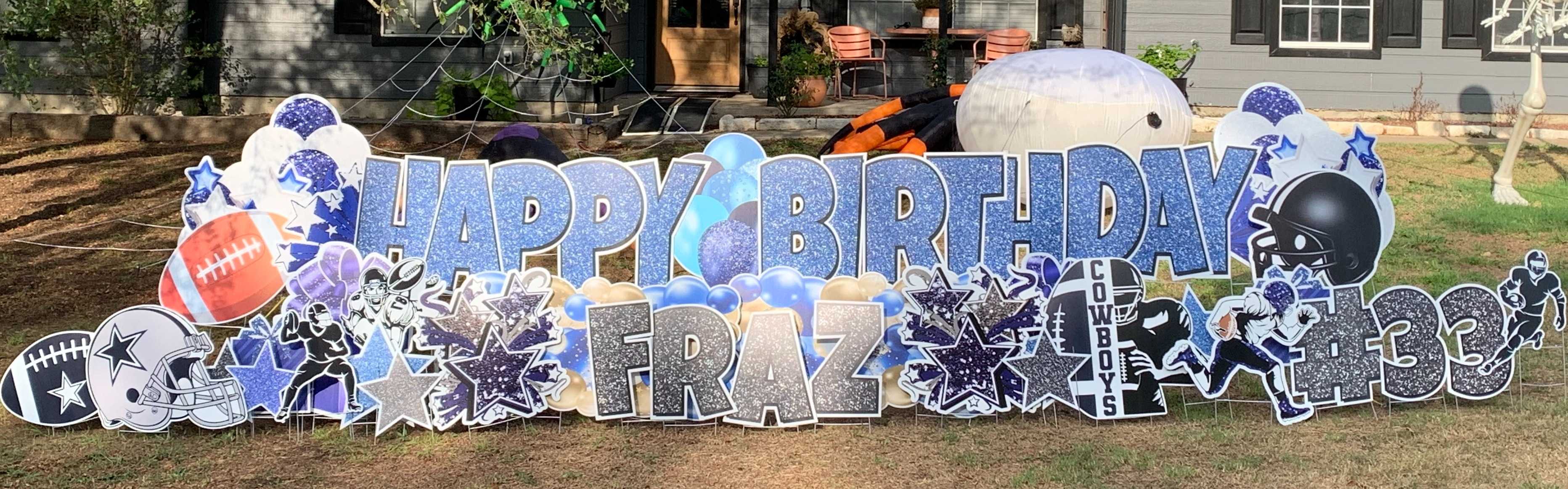 Yard card sign happy birthday football 