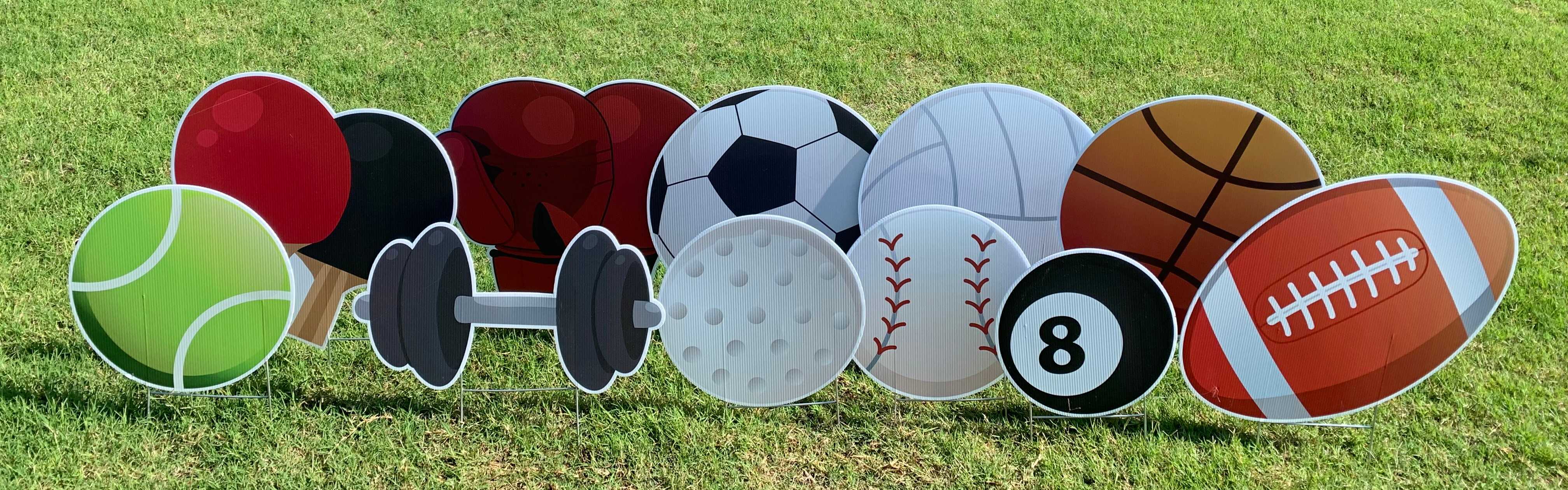 Yard card sign collection ball sports 