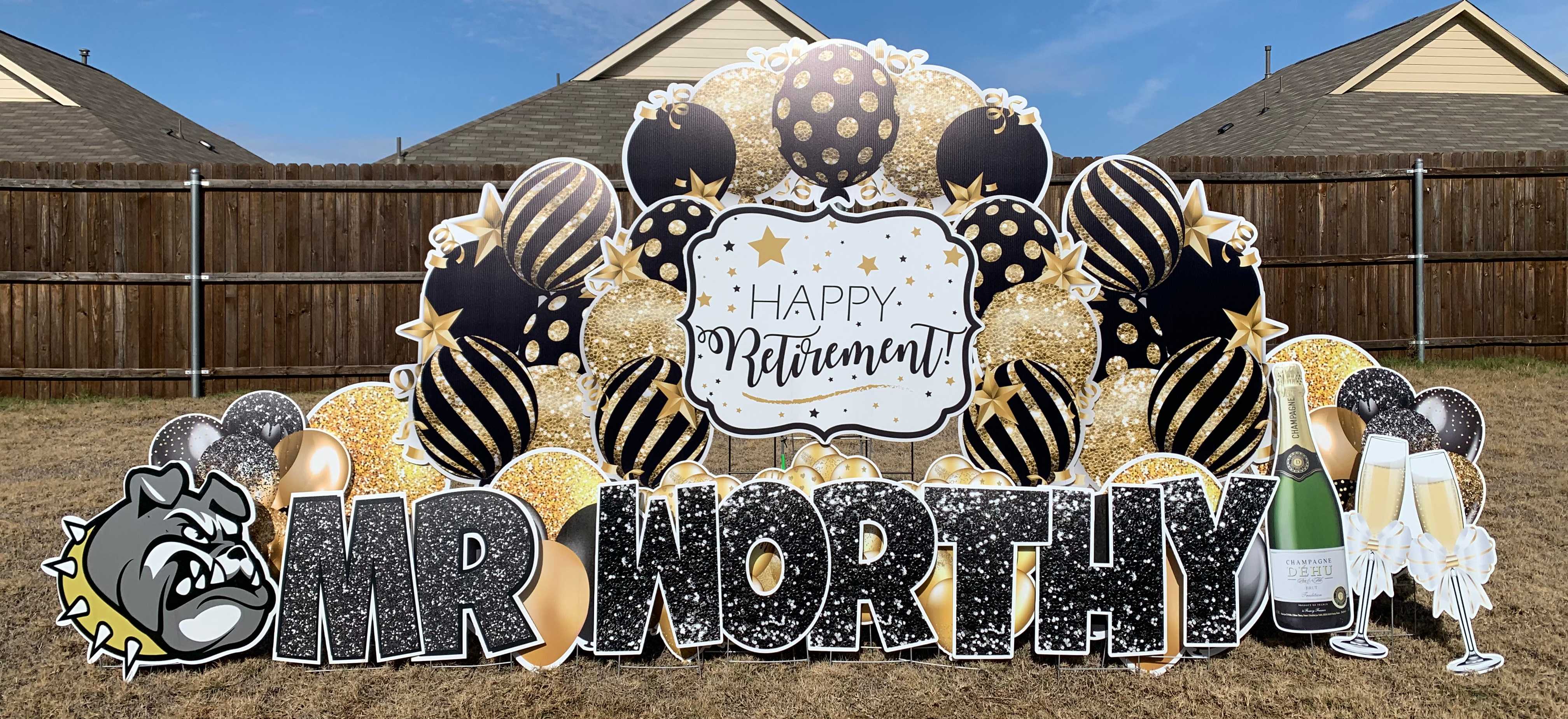 Yard card sign happy retirement mr worthty 