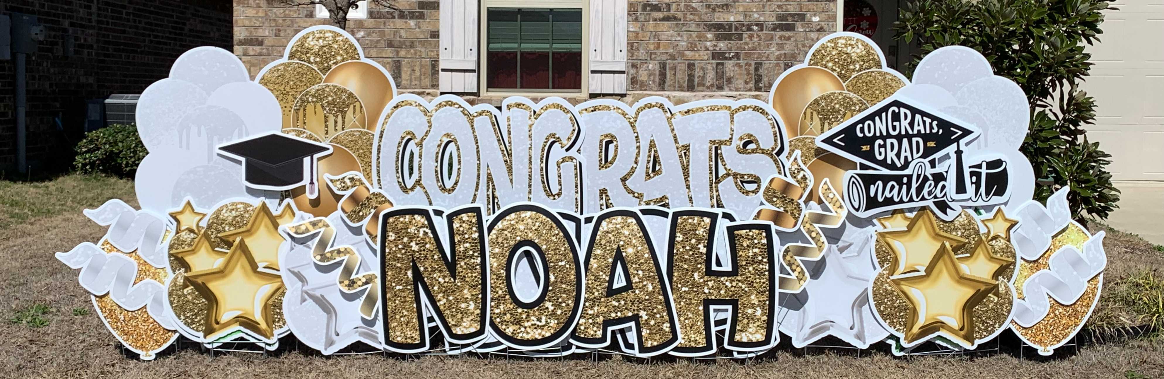 Yard card sign graduation congratulations noah gold 