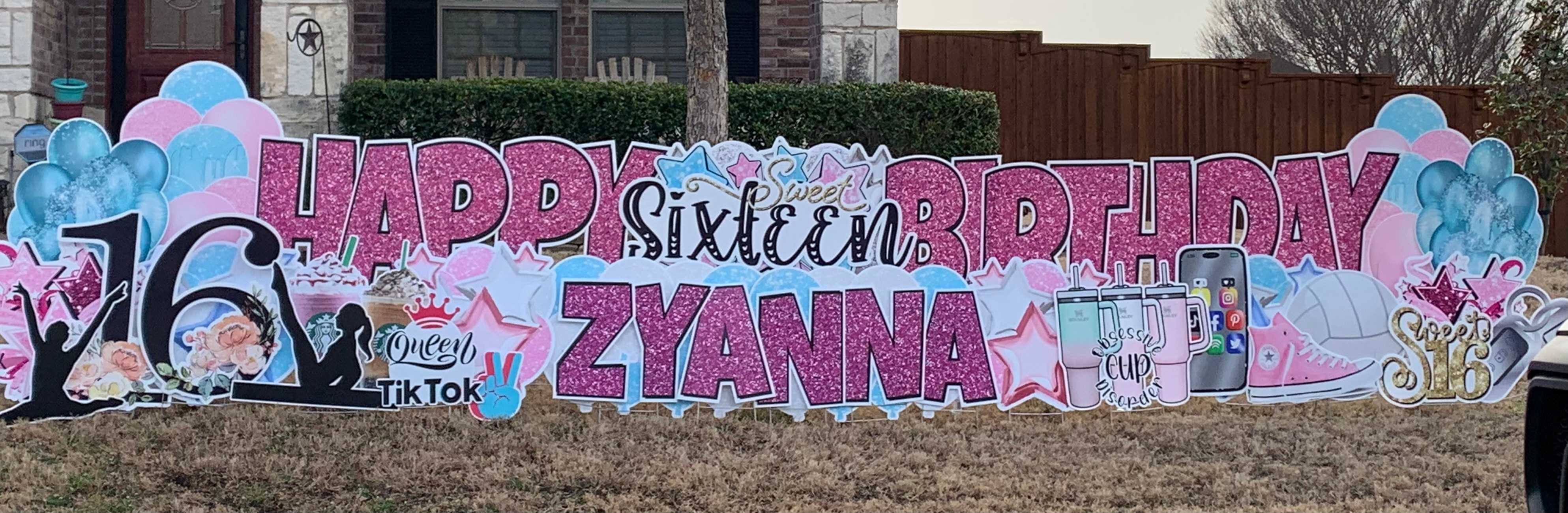 Yard card sign happy birthday zyanna 