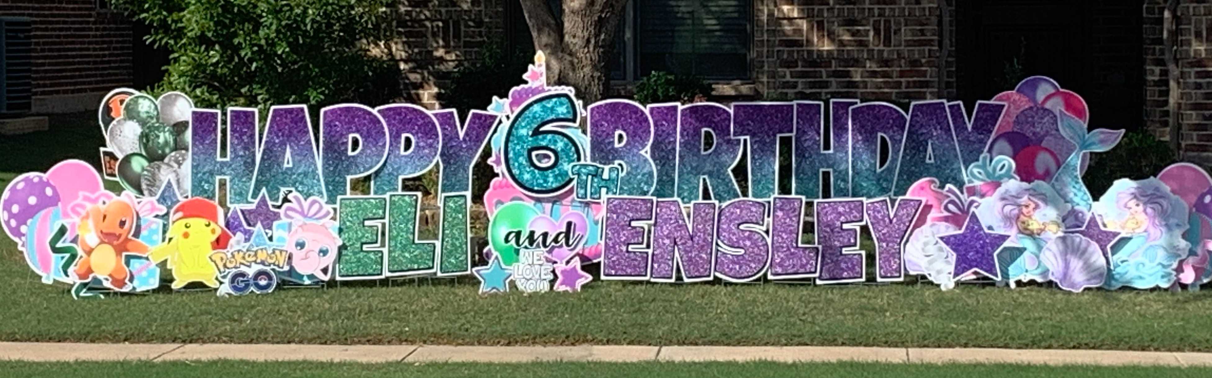 Yard card sign happy birthday pokemon mermaid 