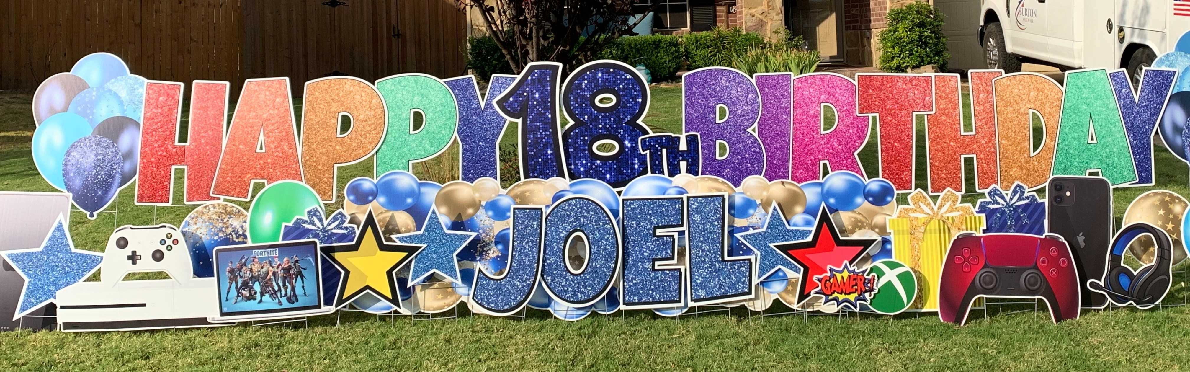 Yard card sign happy birthday joel 
