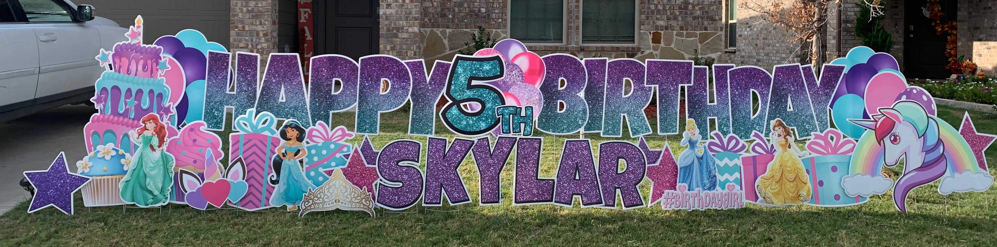 Yard card sign happy birthday skylar 