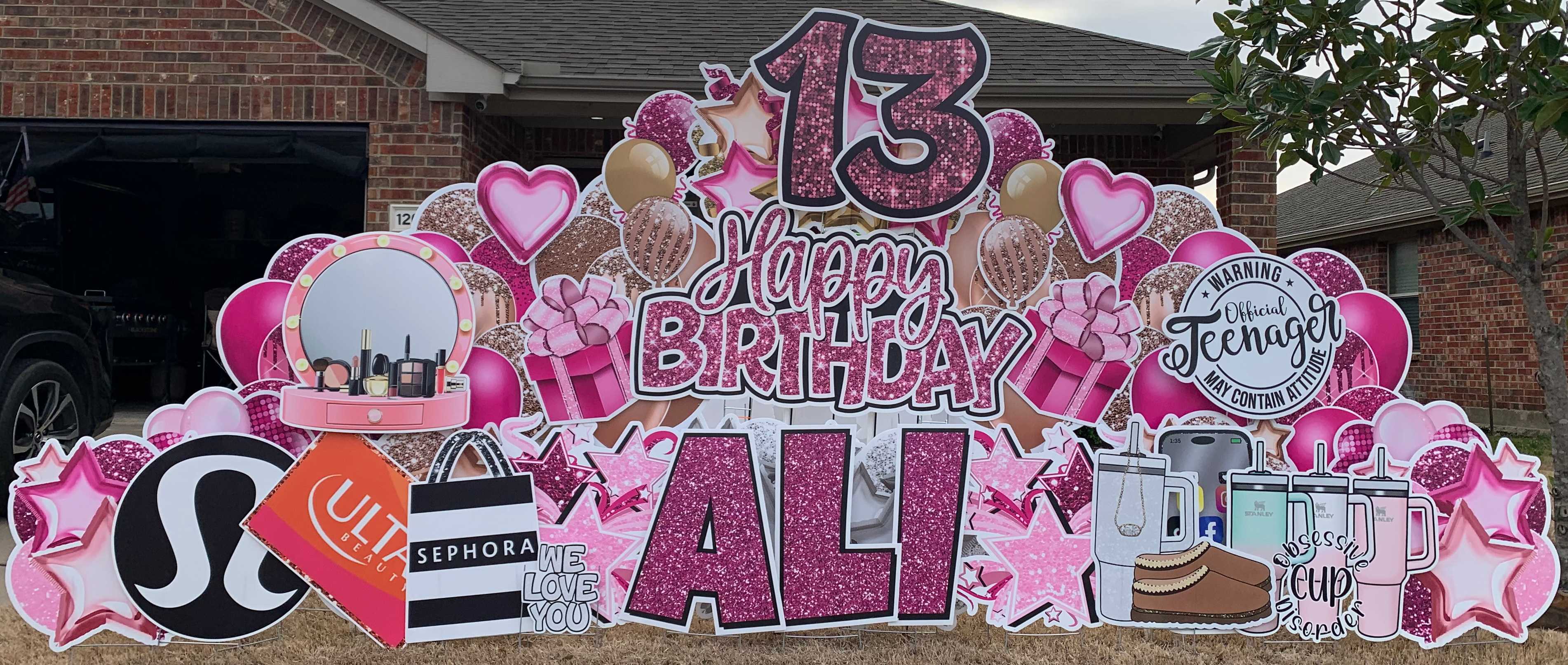 Yard card sign happy birthday ali mega 