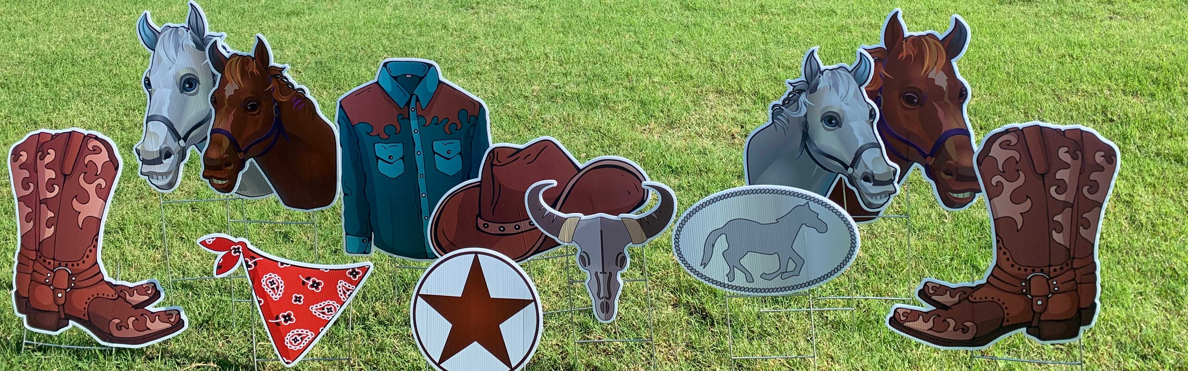 Yard card sign collection horses cowboy 
