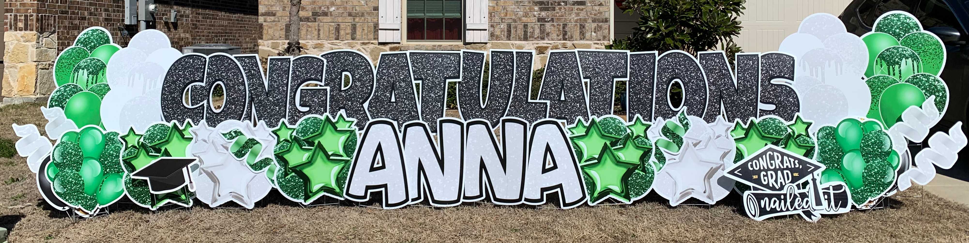 Yard card sign graduation congratulations anna green 